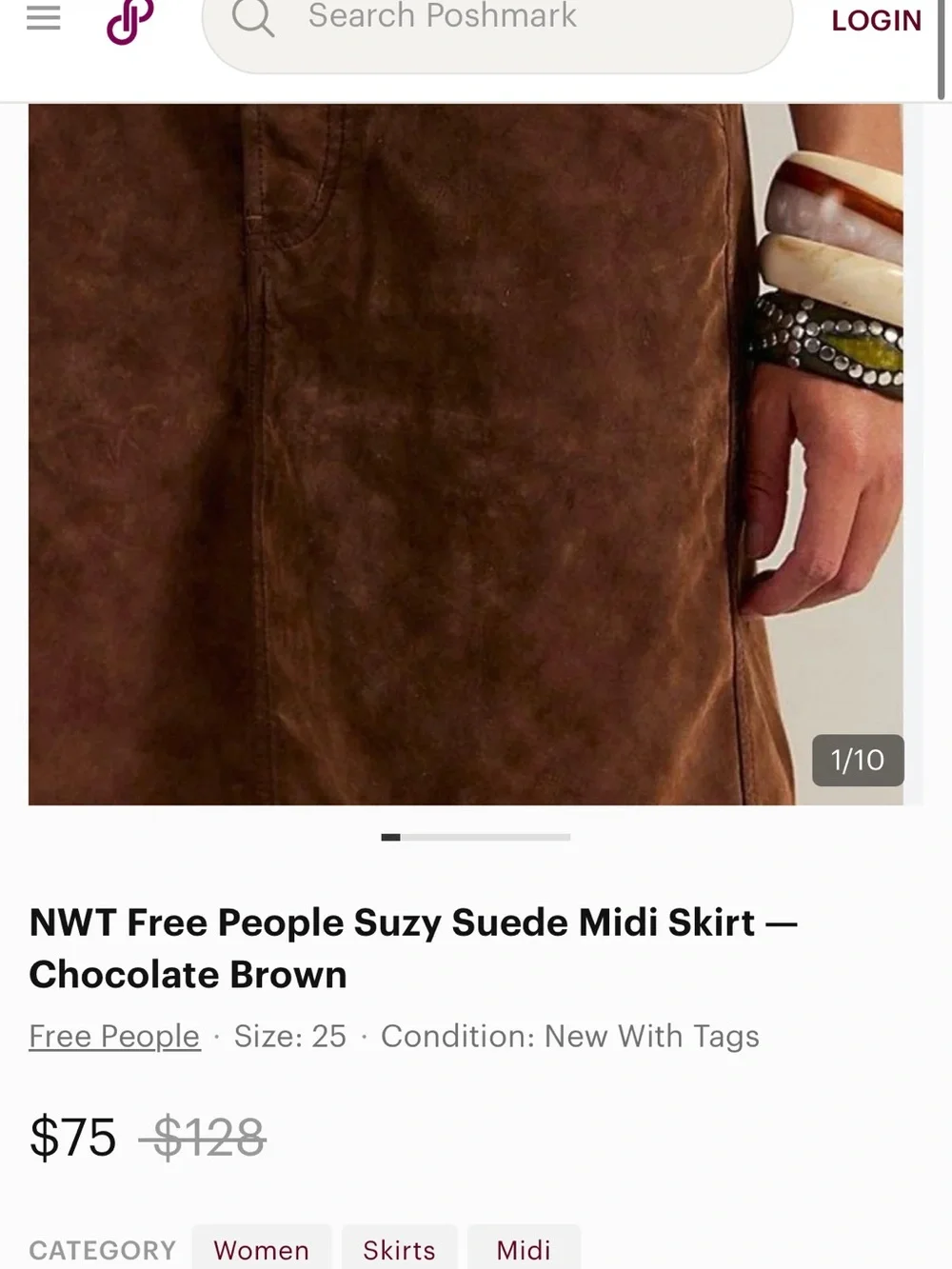 Free People Chestnut Suede A-Line Skirt
